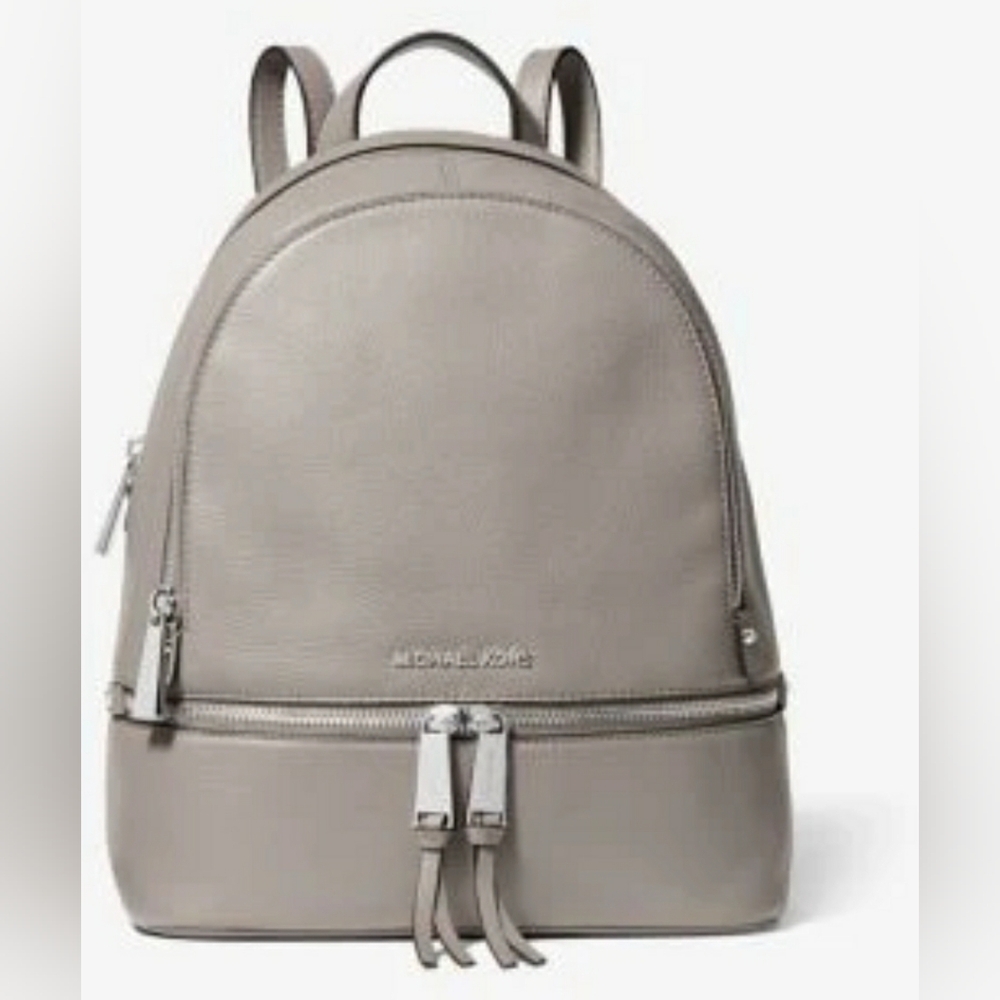 MICHAEL KORS Rhea GREY PEBBLE LEATHER Backpack Shoulder bag purse